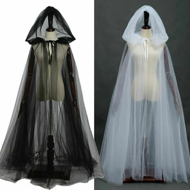 Hooded Mesh Cloak Cape For Men And Women Witch Wedding Costume