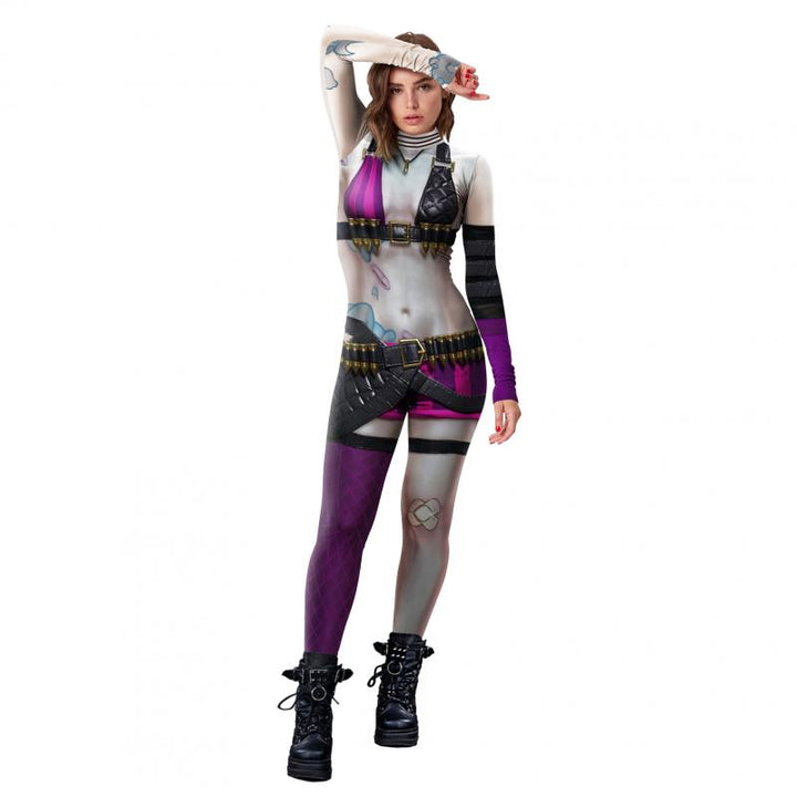 Cosplay Jumpsuit 3D Printed Jinx Zentai Costume For Women&
