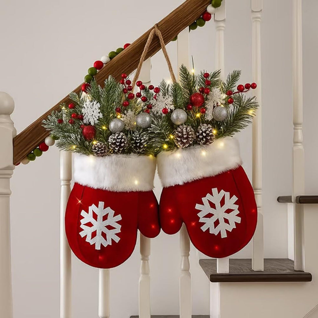 Glove-Shaped Floral Garland for Christmas Door Window Party Home Decoration