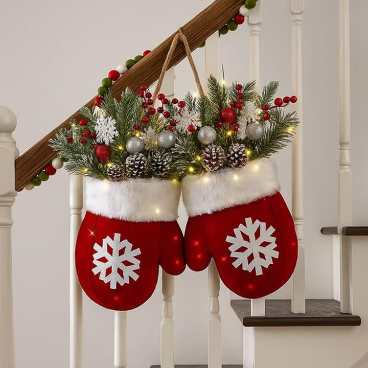 Glove-Shaped Floral Garland for Christmas Door Window Party Home Decoration