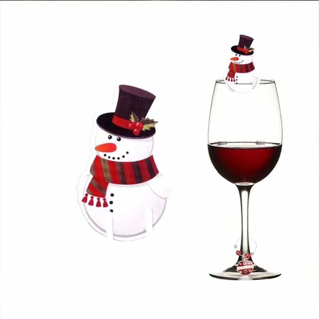 Wine Glass Santa Hat Card Set 10-Piece For Christmas Parties