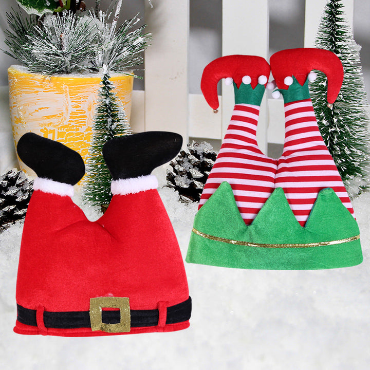 Christmas Elf Pants Beanie Funny Red Holiday Party Costume Hat