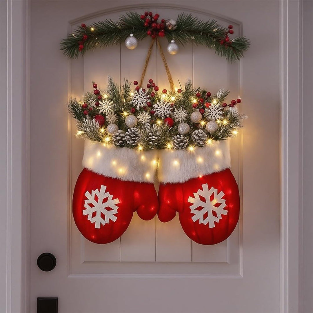 Glove-Shaped Floral Garland for Christmas Door Window Party Home Decoration