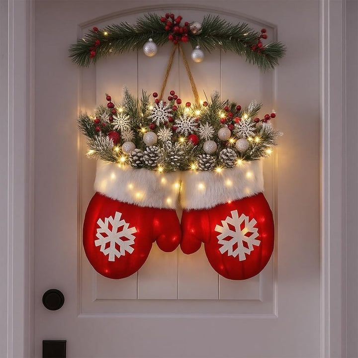 Glove-Shaped Floral Garland for Christmas Door Window Party Home Decoration
