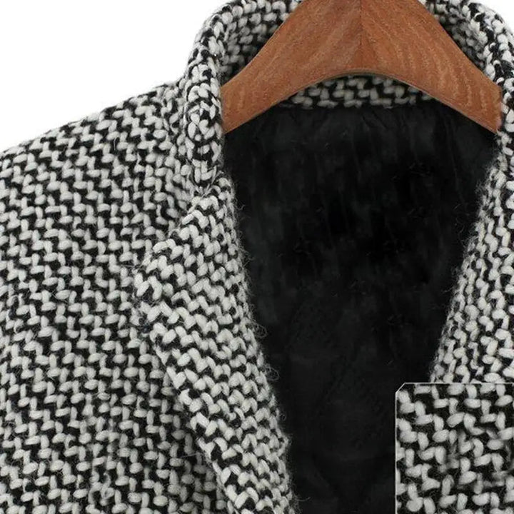 Houndstooth Winter Coat For Women Tailored Wool-Blend Classic Fit