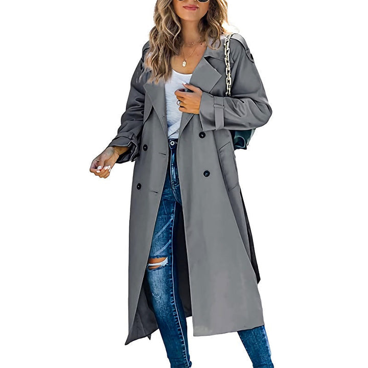 Long Trench Coat Double-Breasted Tailored Fit Classic Design