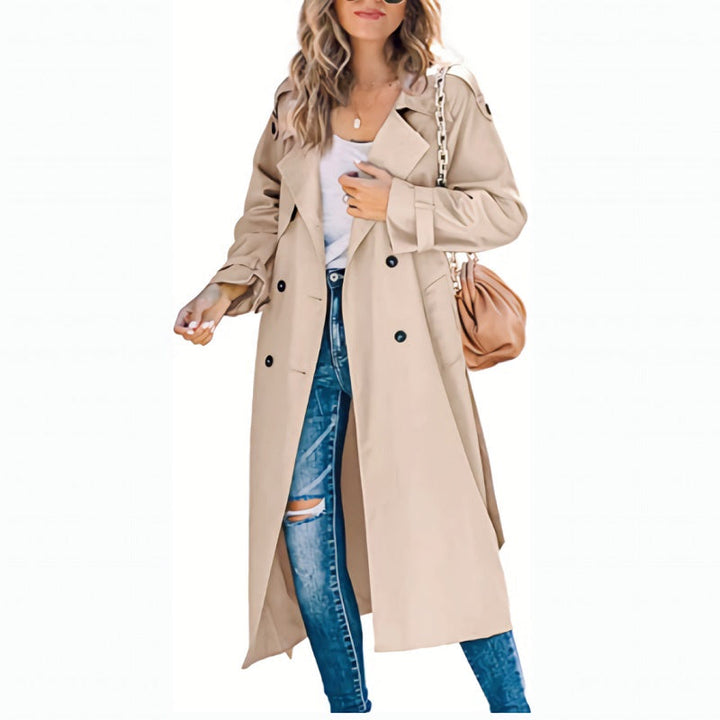 Long Trench Coat Double-Breasted Tailored Fit Classic Design