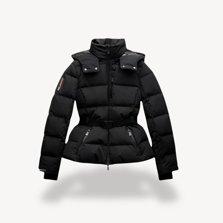 Down Jacket With Belted Quilted Waterproof Design For Winter