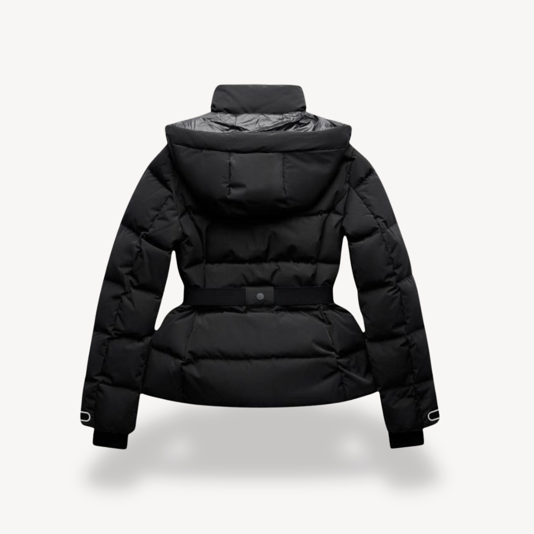 Down Jacket With Belted Quilted Waterproof Design For Winter