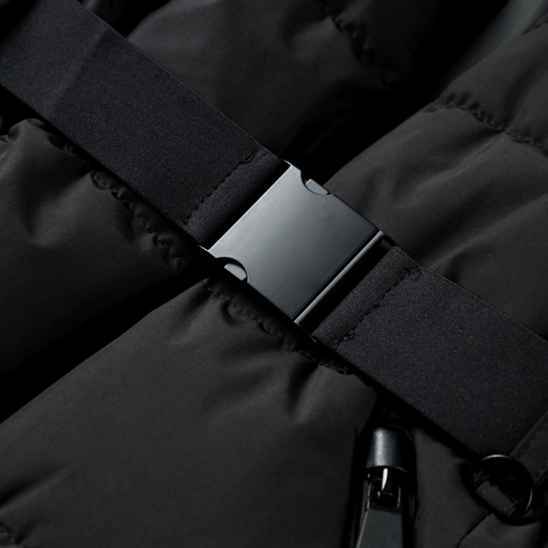Down Jacket With Belted Quilted Waterproof Design For Winter