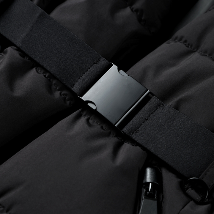 Down Jacket With Belted Quilted Waterproof Design For Winter