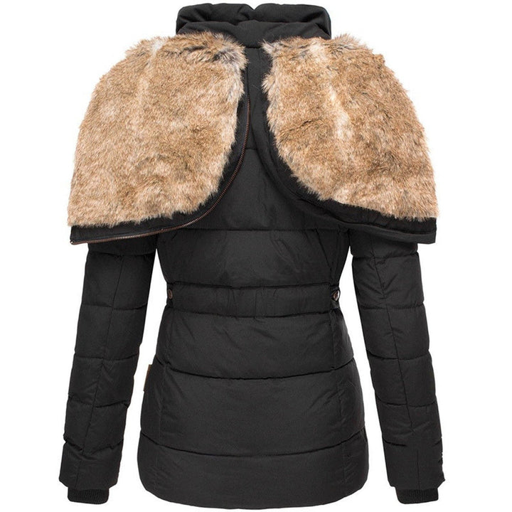 Puffer Jacket Quilted Hooded Design With Faux Fur Trim
