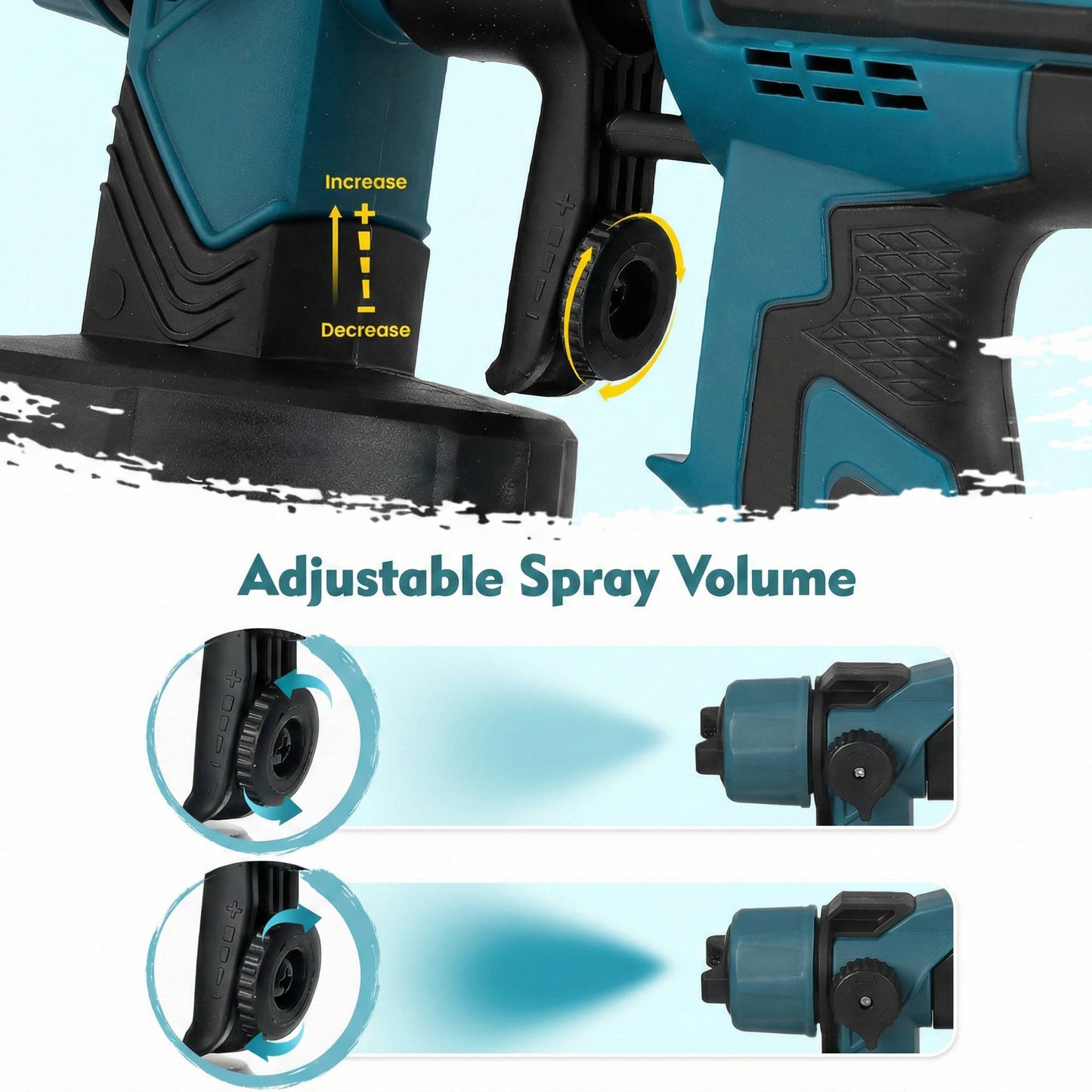 36V Cordless Paint Sprayer with Dual Batteries and 3 Copper Nozzles, 33.8oz Tank