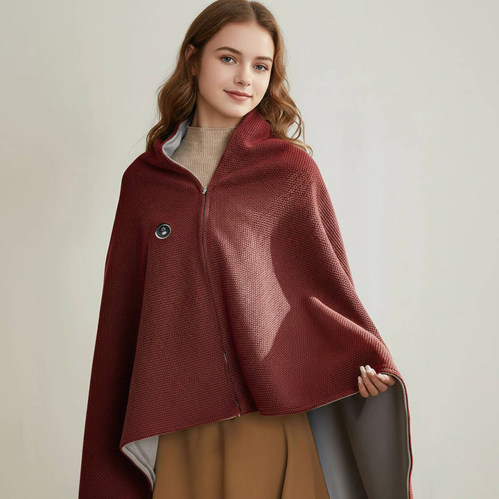 Eight Zone Heated Shawl Wrap with Three Temperature Settings and Rapid Carbon Fiber Heating