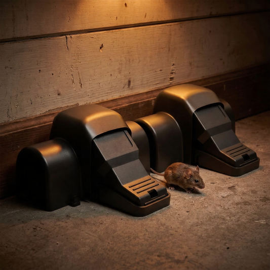 Enclosed Rodent Traps with Dual Openings and Pressure Trigger, 2 Pack