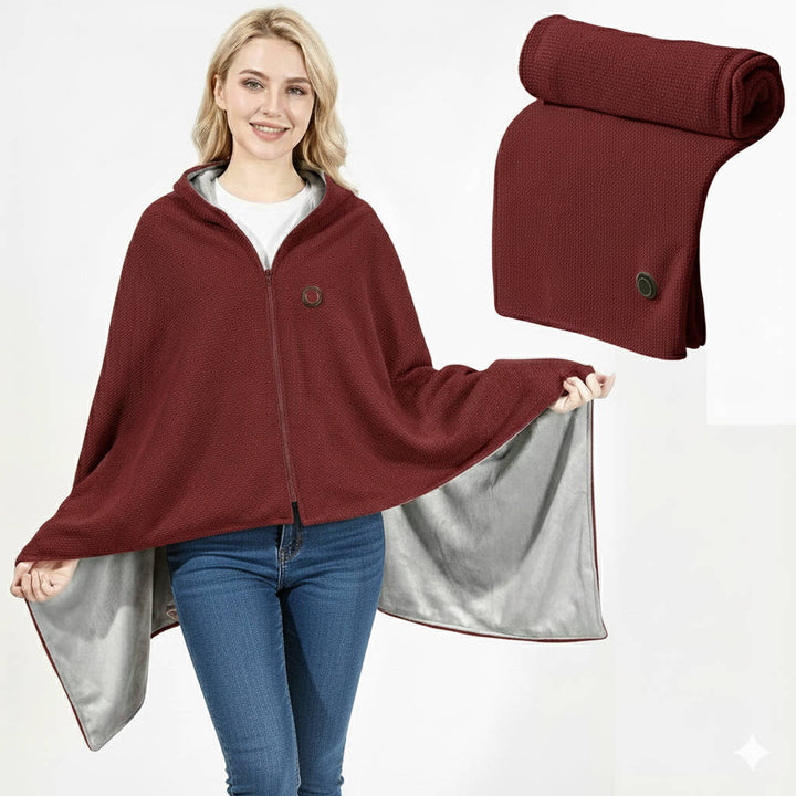 Eight Zone Heated Shawl Wrap with Three Temperature Settings and Rapid Carbon Fiber Heating