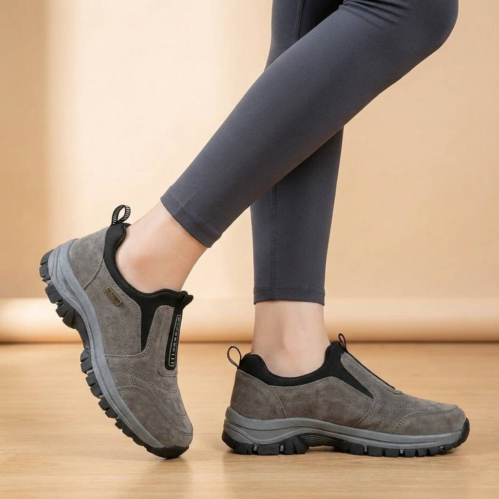 Wide Toe Box Walking Shoes for Women with Arch Design and Slip On Style