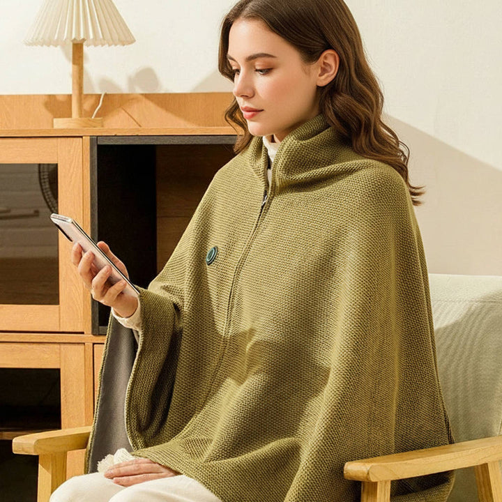 Eight Zone Heated Shawl Wrap with Three Temperature Settings and Rapid Carbon Fiber Heating