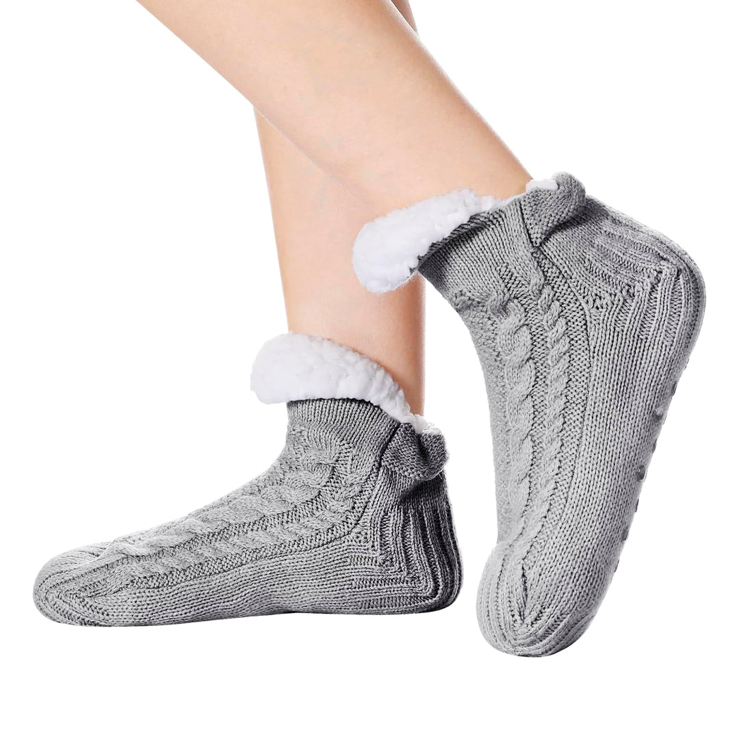 Electric Heated Socks Fleece-Lined Thermal Slipper-Style With No-Slip Gel Grips Unisex