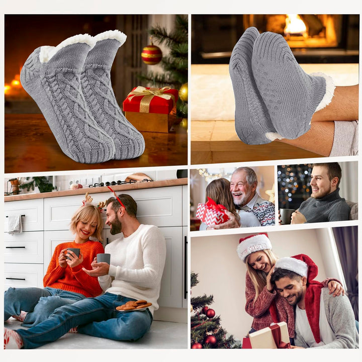Electric Heated Socks Fleece-Lined Thermal Slipper-Style With No-Slip Gel Grips Unisex