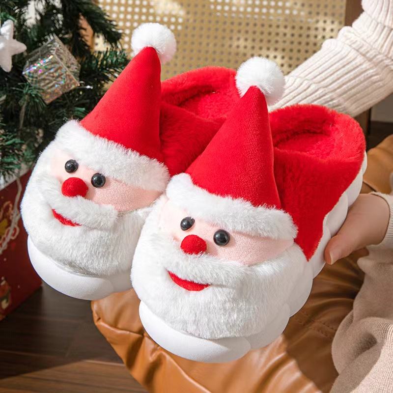 Slippers Santa Claus Plush Christmas Indoor Cozy Soft Fleece Non-Slip