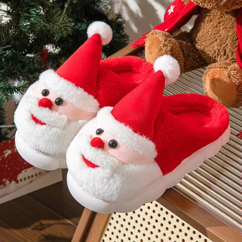 Slippers Santa Claus Plush Christmas Indoor Cozy Soft Fleece Non-Slip