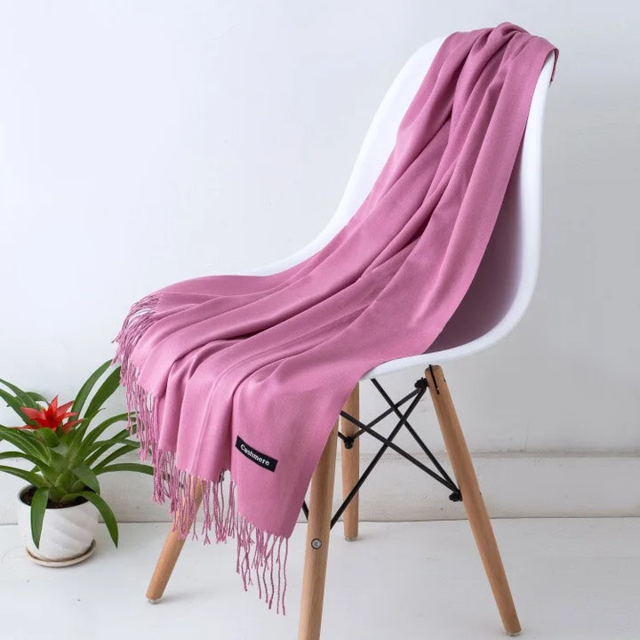 Cashmere Scarf For Women With Long Fringe, Warm Winter Wrap