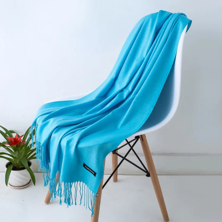 Cashmere Scarf For Women With Long Fringe, Warm Winter Wrap