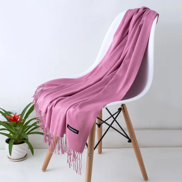 Cashmere Scarf For Women With Long Fringe, Warm Winter Wrap