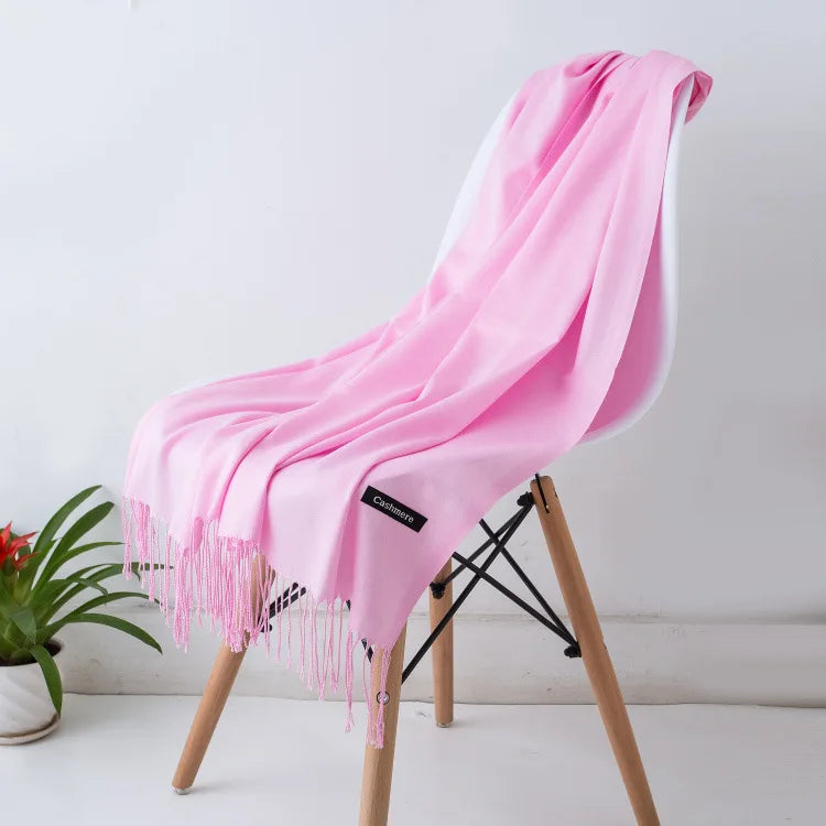 Cashmere Scarf For Women With Long Fringe, Warm Winter Wrap