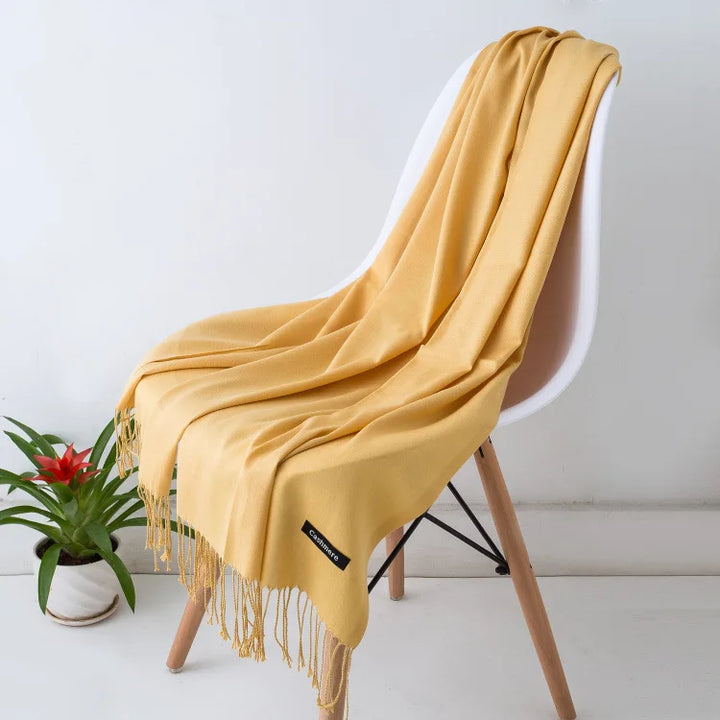 Cashmere Scarf For Women With Long Fringe, Warm Winter Wrap