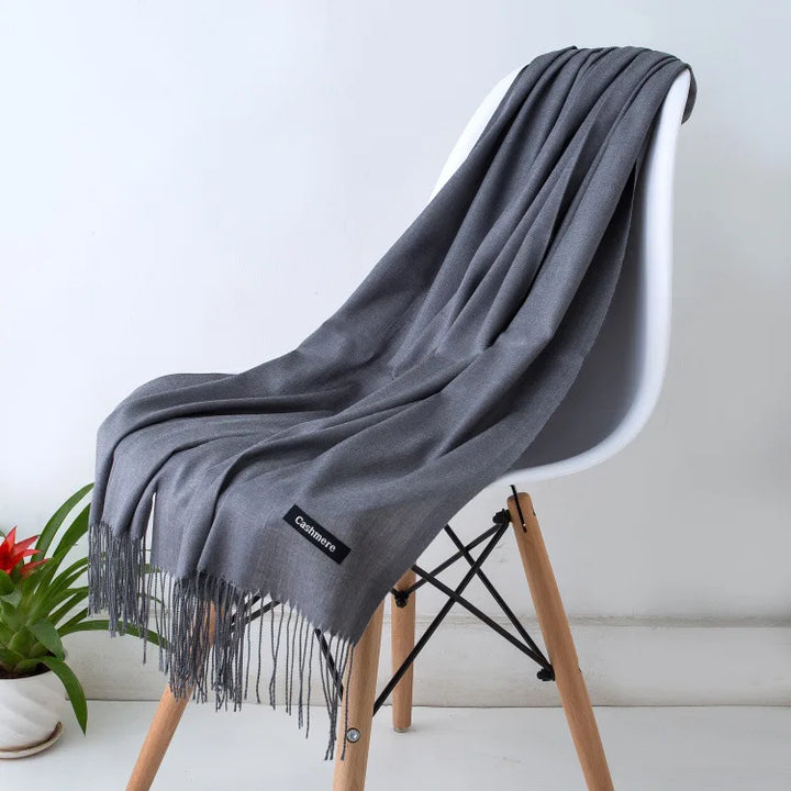 Cashmere Scarf For Women With Long Fringe, Warm Winter Wrap