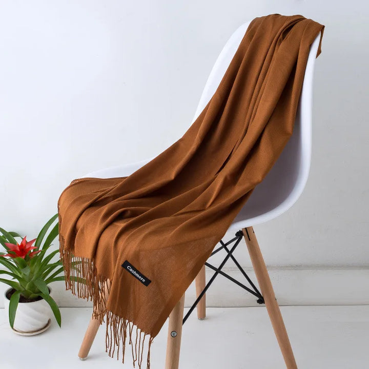 Cashmere Scarf For Women With Long Fringe, Warm Winter Wrap