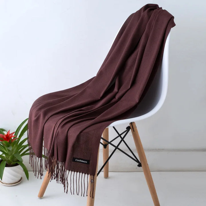 Cashmere Scarf For Women With Long Fringe, Warm Winter Wrap