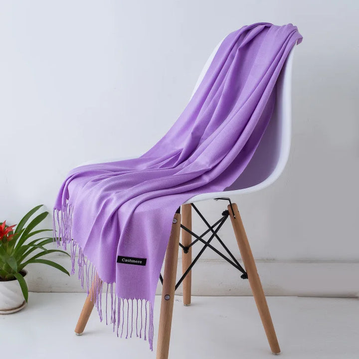 Cashmere Scarf For Women With Long Fringe, Warm Winter Wrap