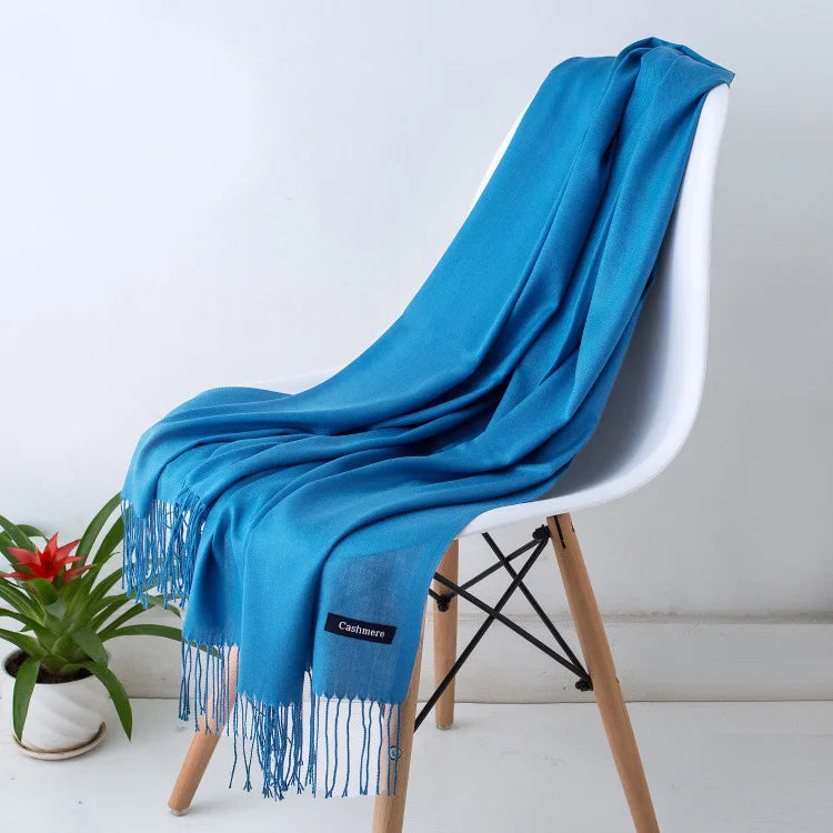 Cashmere Scarf For Women With Long Fringe, Warm Winter Wrap