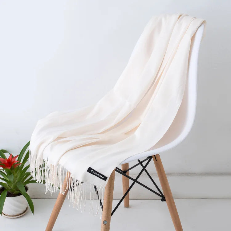 Cashmere Scarf For Women With Long Fringe, Warm Winter Wrap