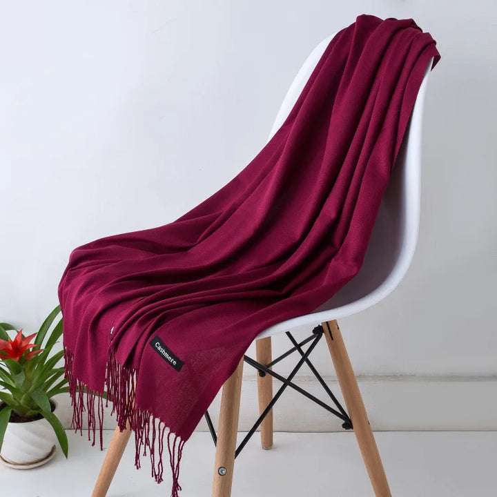 Cashmere Scarf For Women With Long Fringe, Warm Winter Wrap