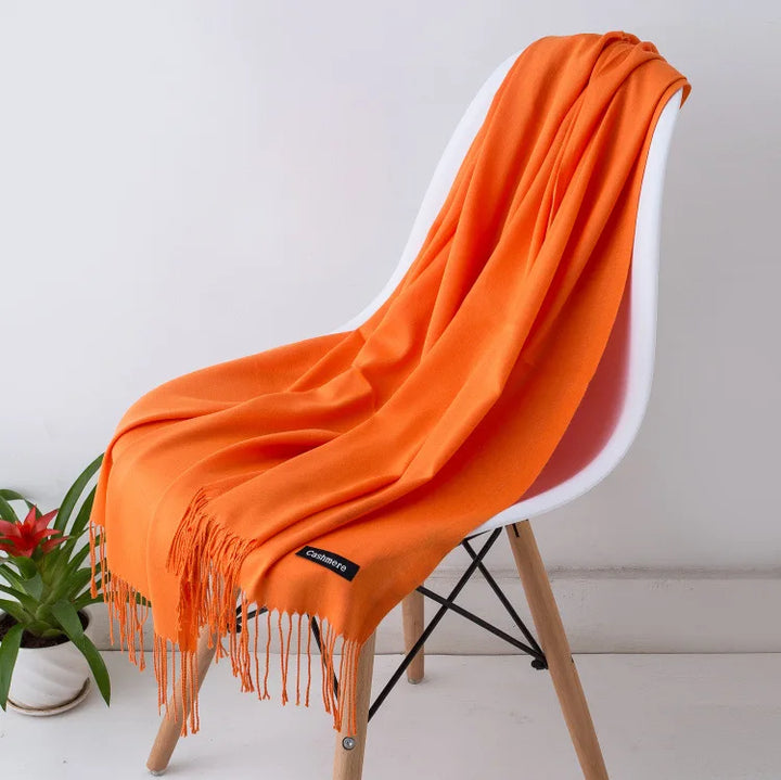Cashmere Scarf For Women With Long Fringe, Warm Winter Wrap