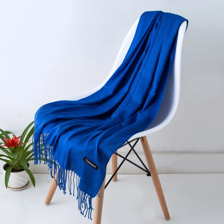 Cashmere Scarf For Women With Long Fringe, Warm Winter Wrap