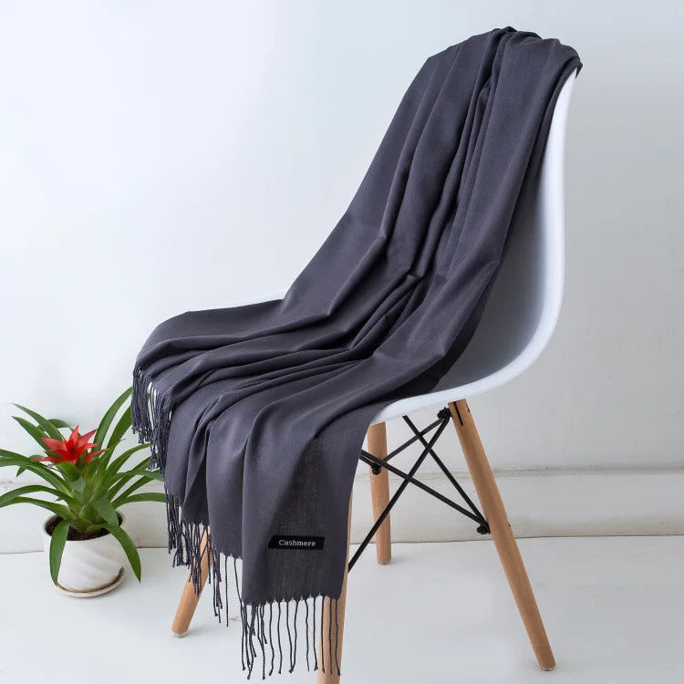 Cashmere Scarf For Women With Long Fringe, Warm Winter Wrap