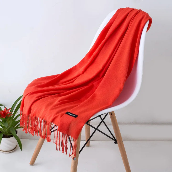 Cashmere Scarf For Women With Long Fringe, Warm Winter Wrap