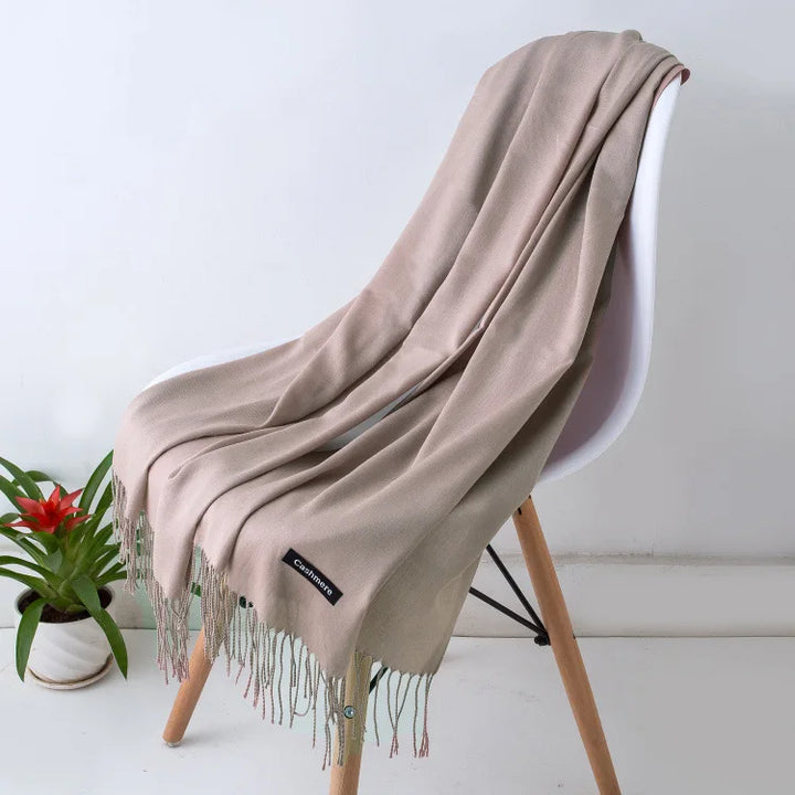 Cashmere Scarf For Women With Long Fringe, Warm Winter Wrap