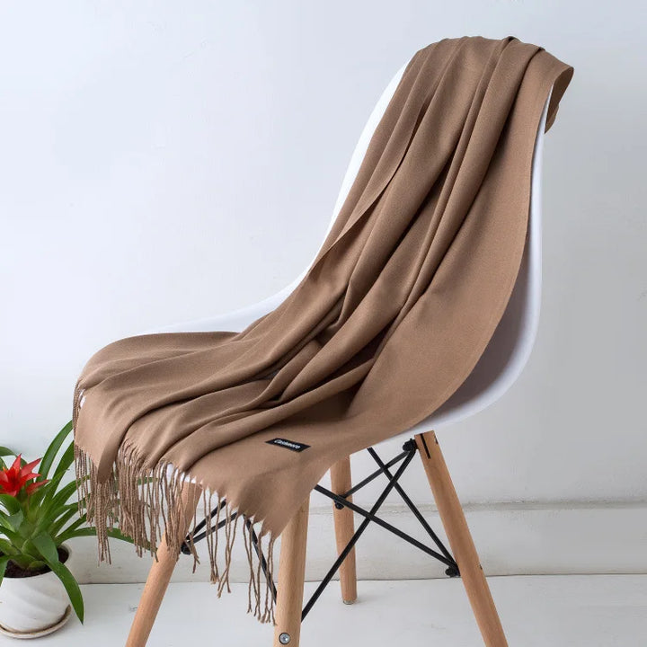 Cashmere Scarf For Women With Long Fringe, Warm Winter Wrap