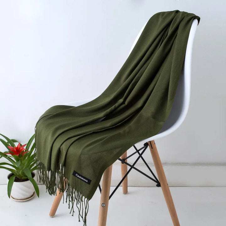Cashmere Scarf For Women With Long Fringe, Warm Winter Wrap