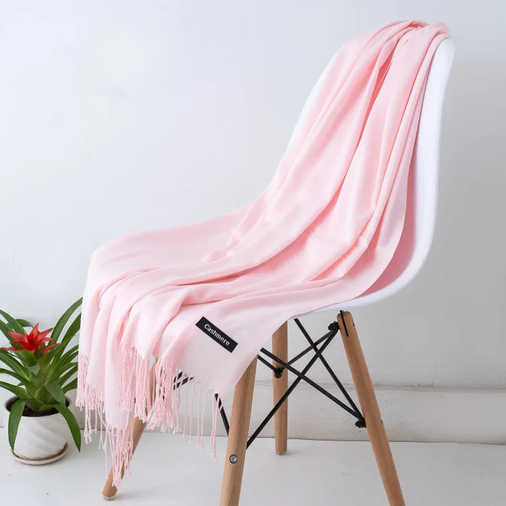 Cashmere Scarf For Women With Long Fringe, Warm Winter Wrap