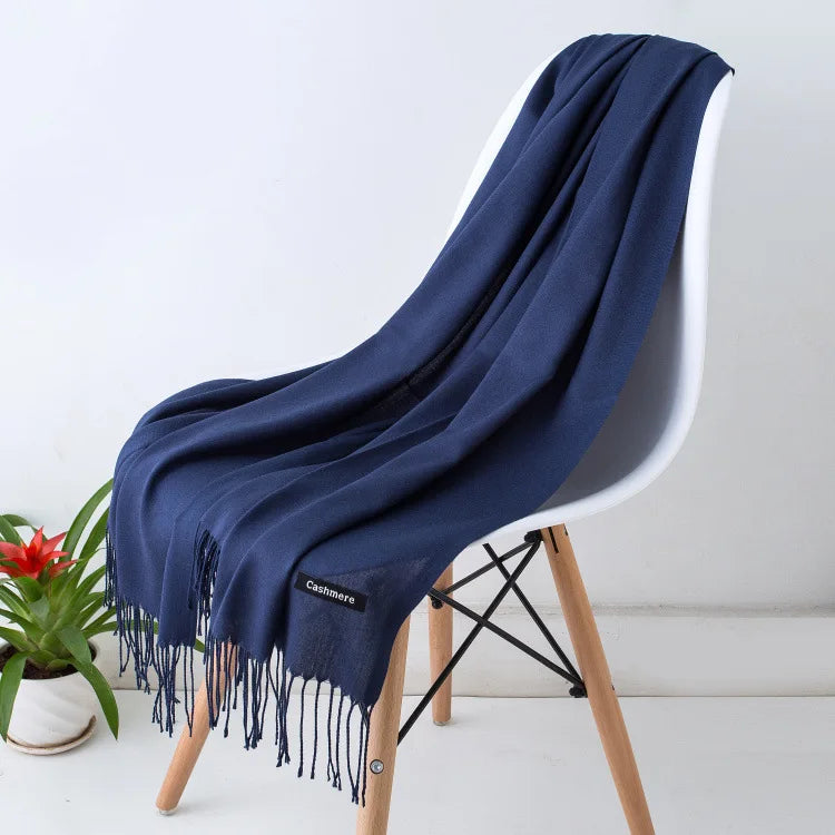 Cashmere Scarf For Women With Long Fringe, Warm Winter Wrap