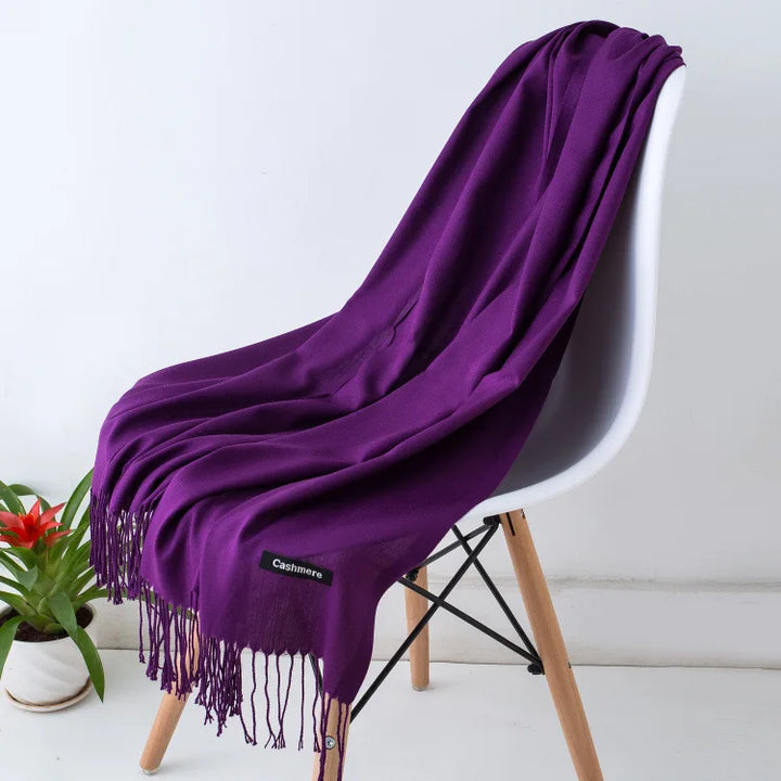 Cashmere Scarf For Women With Long Fringe, Warm Winter Wrap