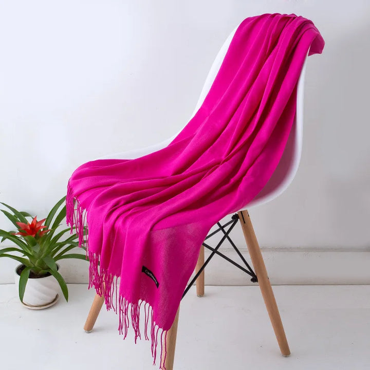 Cashmere Scarf For Women With Long Fringe, Warm Winter Wrap