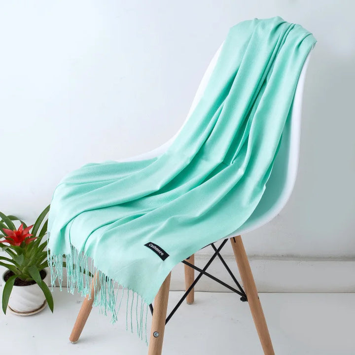 Cashmere Scarf For Women With Long Fringe, Warm Winter Wrap